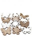 Motýl a kytka - dřevěná dekorace